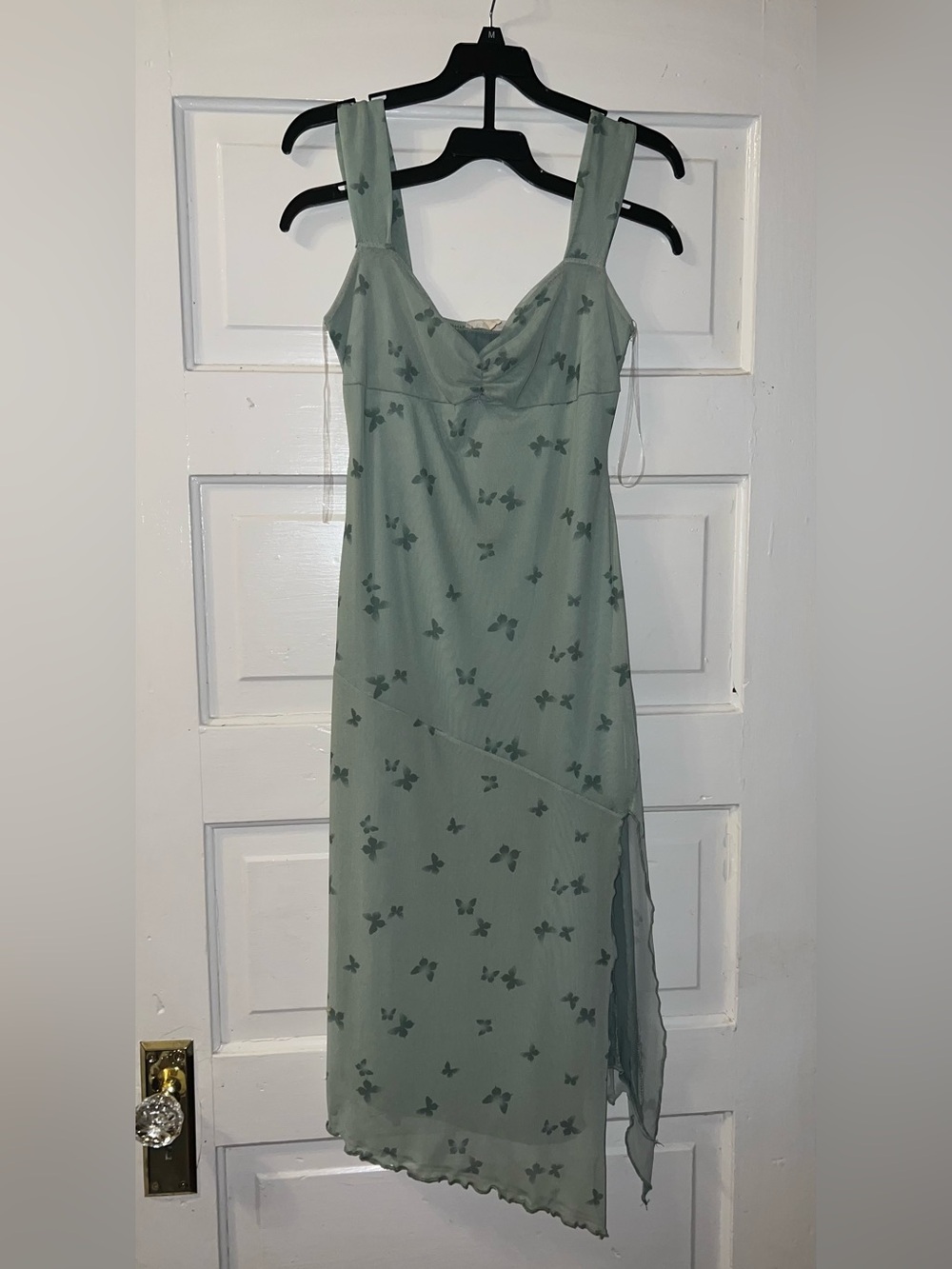 See You Monday Sage Green Butterfly Maxi Slip Dress